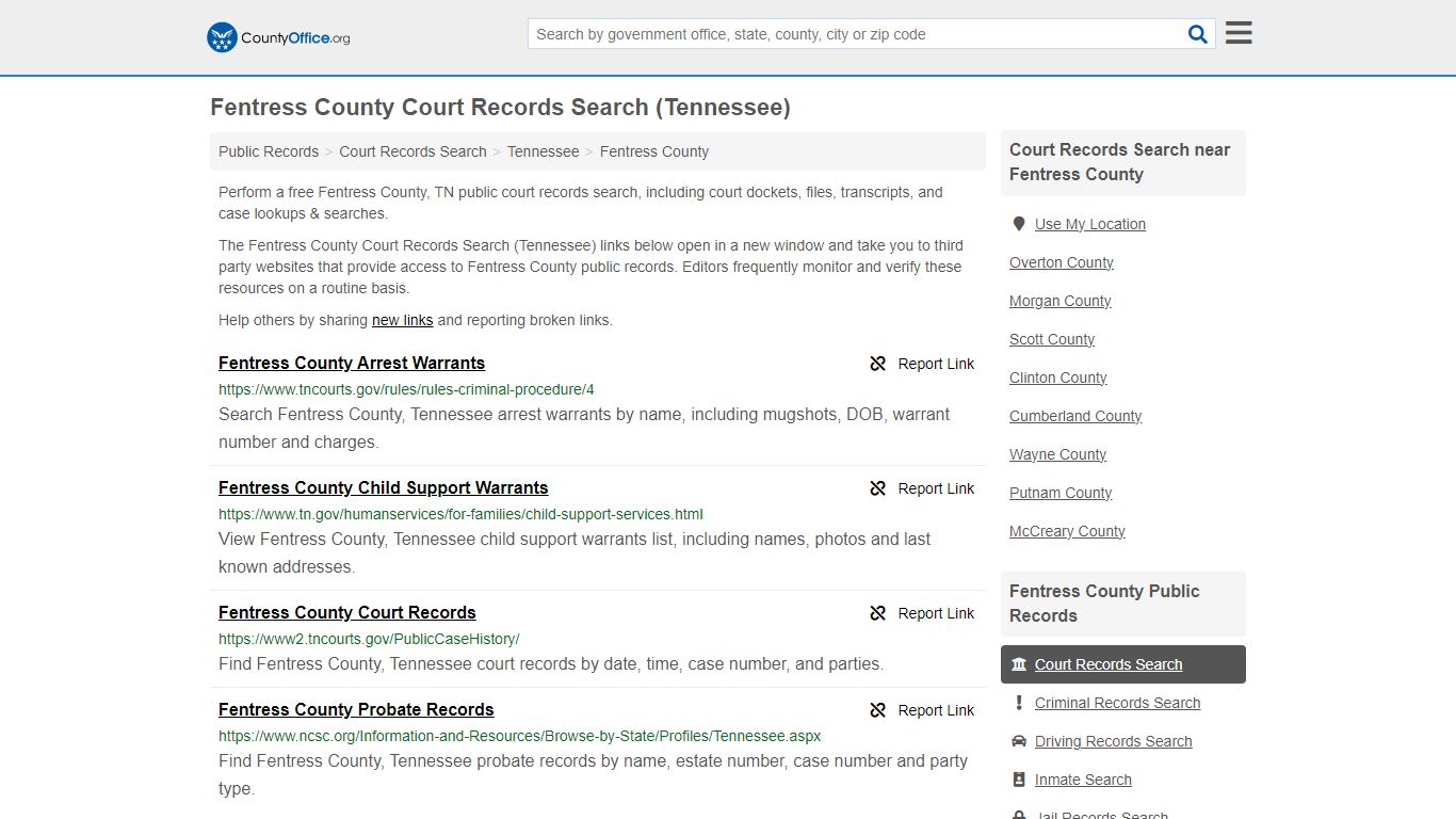 Fentress County Court Records Search (Tennessee) - County Office