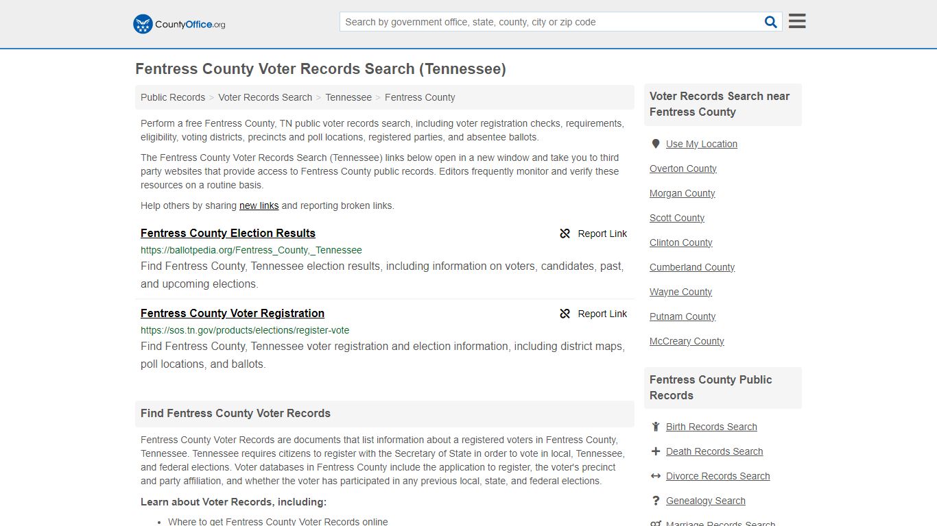 Fentress County Voter Records Search (Tennessee) - County Office